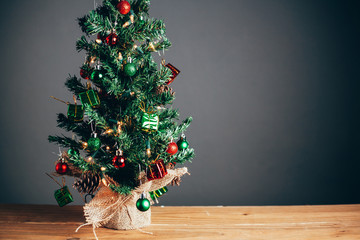 Christmas tree and Christmas decorations. Christmas background
