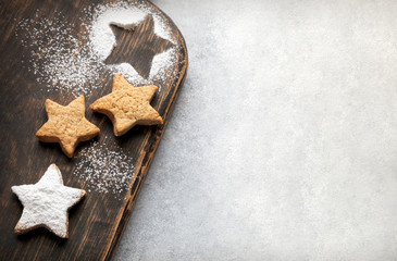 Christmas cookies on the Board and white table