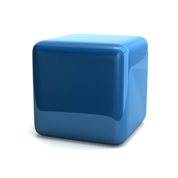3D illustration blue block cube concept on white background