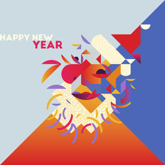 Obraz premium Trendy colorful and stylish greeting New Year card