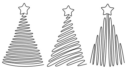 Christmas tree one line drawing