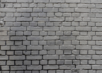 Grunge industrial grey painted brick wall background in Kyiv, Ukraine. May be used in design and interiors.