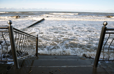 descent to the Baltic sea by stairs