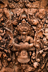 Wall carving at Angkor Wat - dominant god