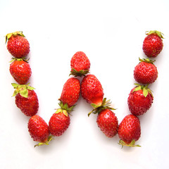 Letter W of the English alphabet from strawberry