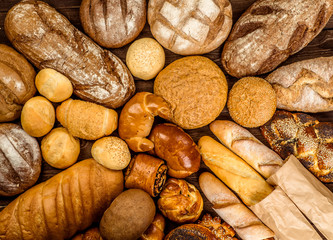 Fresh fragrant bread on the table. Food concept