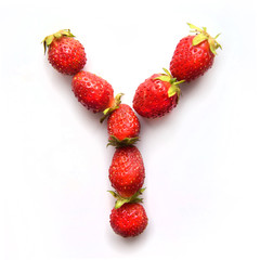 Obraz na płótnie Canvas Letter Y of the English alphabet from strawberry