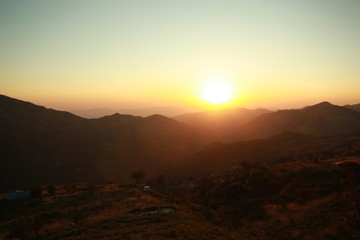 sunset in the spartan mountains, greece