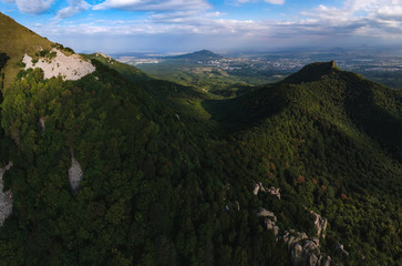 Naklejka premium Mount Beshtau from the height of the drone in the summer Sunny day