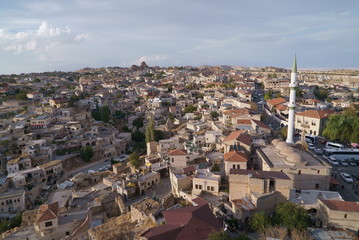 Fototapeta na wymiar Cappadocia, top view on the houses and minaret