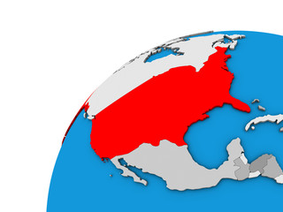 USA on 3D globe.