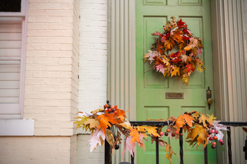 Colored and Pictoresque Decoration on the Entrance of a House During Halloween Celebration in Georgetown