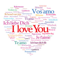 Heart shape i love you text in various tongue