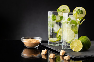 Two cold mojito cocktails