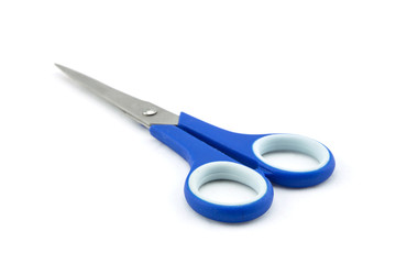 blue scissors on a white background
