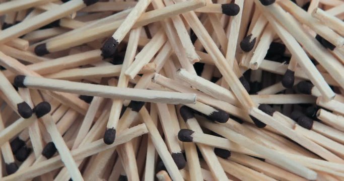 Wooden matchsticks rotates on the turntable