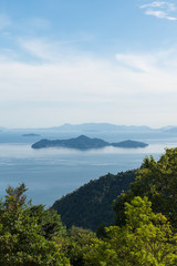 Fototapeta na wymiar Miyajima View from Above Seto Sea