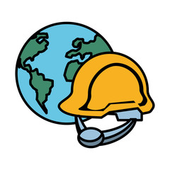 security industry helmet with world planet
