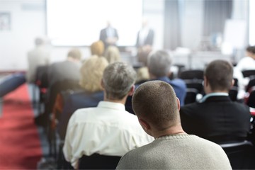 People on the Conference. Back View. Horizontal Image