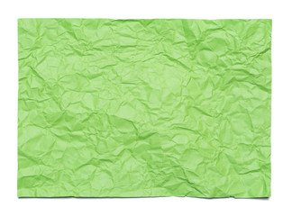 Background of green crumpled sheet of paper.