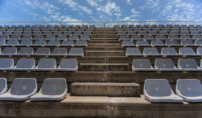 Empty grey stands at the stadium