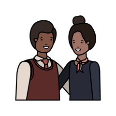 young couple of business avatar character