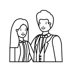 young couple of business avatar character