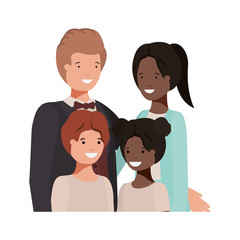 parents couple with children avatar character