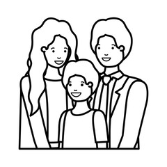parents couple with son avatar character