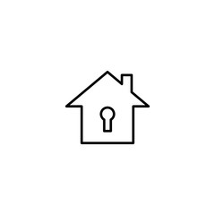 home with keyhole line black icon on white background