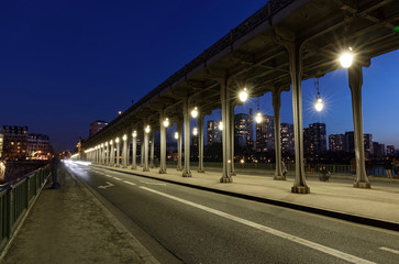 Paris, France - February 17, 2018: Bir-Hakeim bridge in Paris with bicycle road