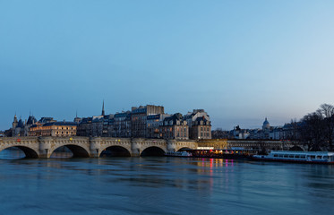 Naklejka premium Paris, France - February 18, 2018: View of Pont Neuf, old bridge in Paris by night