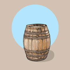 Old wooden barrel. Container Wine Vector. Illustration.