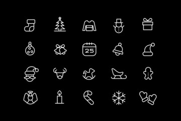  Christmas line icons. vector linear icon set.