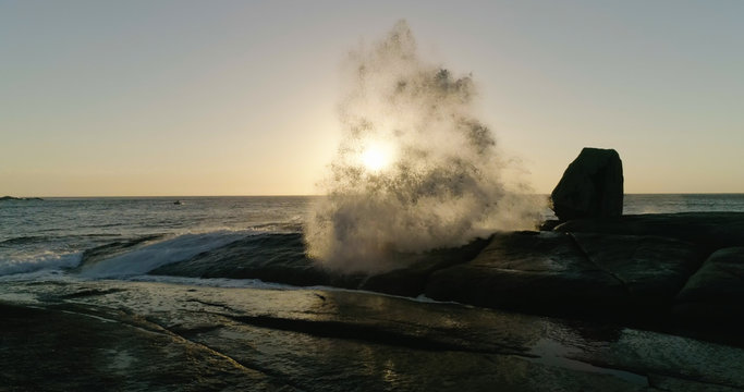 Sunrise over the rugged coastline at Bicheno, Tasmania.