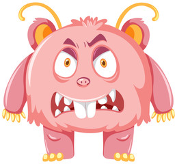Pink scary monster on white backgroud