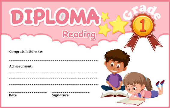 Reading diploma certificate template