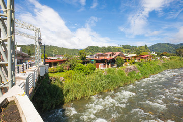 Fototapeta na wymiar Panama Boquete Caldera creek view from the bridge in a sunny day
