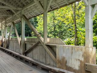 Structural side view of covered bridge in Vermont