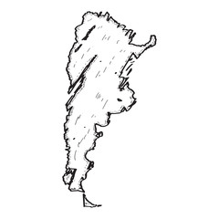 Sketch of a map of Argentina. Vector illustration design