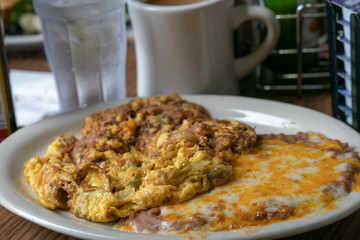Machaca of egg omelette and beans