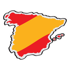 Obraz premium Map of Spain with its flag. Vector illustration design