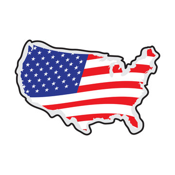 Map of the United States with its flag. Vector illustration design