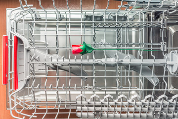 Gift dishwasher with a red rose inside