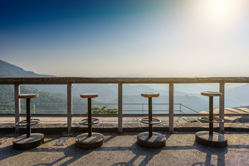 wooden chair stand in a row with counter bar