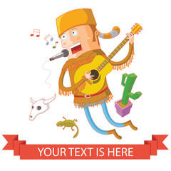 man with coonskin cap Playing Guitar