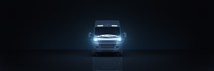 Truck Fast shipping in dark background. 3d rendering © lchumpitaz