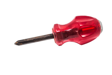 Red screw isolated on white background