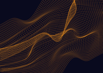 Abstract design element with orange waves background