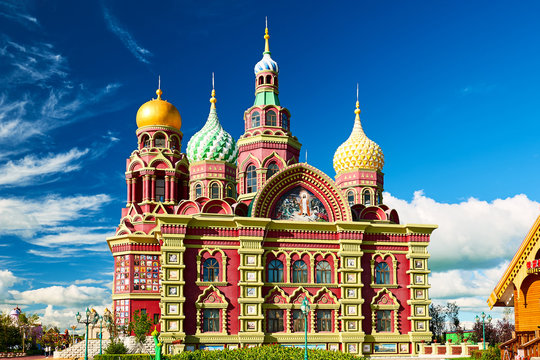 The beautiful architecture art of Matryoshka doll Squrae of NZH Manzhouli in Inner Mongolia, China.